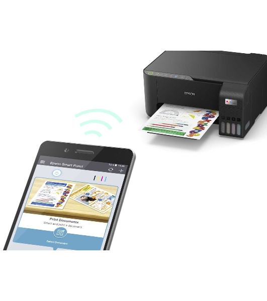 МФУ струйное Epson L3250 (C11CJ67412/C11CJ67418/C11CJ67405/C11CJ67408/C11CJ67503/C11CJ67508/C11CJ67523), A4, цветное, печ. до 33 стр/мин. (ч/б) до 15 стр/мин. (цвет), скан. до 11 стр/мин. (ч/б) 28 стр/мин. (цвет), 1440 x 5760 dpi (печать) 1200x2400dpi (скан.), USB, Wi-Fi