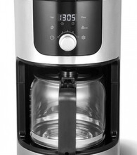 Кофеварка капельная со встроенной кофемолкой BQ CM1010 черный-стальной, исп. кофе - зерновой/молотый, 1.2 л, 1050 Вт.