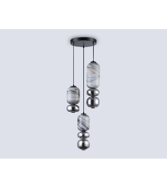 Подвесной светодиодный светильник Ambrella light LH11036/3 BK/MG/SM черный/мраморно-серый/дымчатый 40W 3000K D410*2050