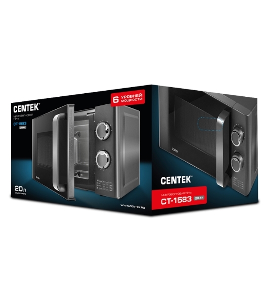 Микроволновая печь Centek CT-1583 темно-серый, 20 л, 700 Вт, переключатели - поворотный механизм