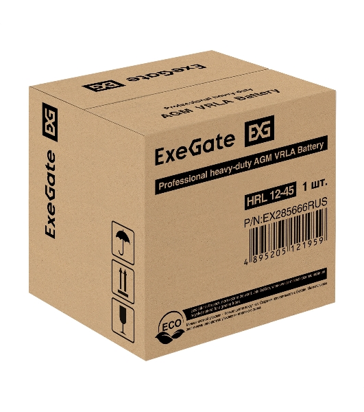 Аккумуляторная батарея ExeGate HRL 12-45 (12V 45Ah, под болт М6)