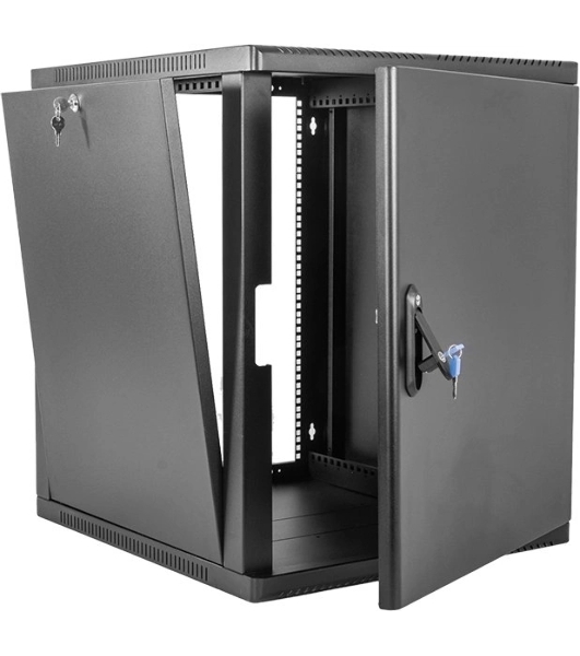 Шкаф коммутационный ЦМО (ШРН-9.650.1-9005) настенный 9U 600x658 мм пер. дв. металл 200 кг черный 600 мм 180 град.
