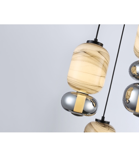Подвесной светодиодный светильник Ambrella light LH11036/3 BK/MG/SM черный/мраморно-серый/дымчатый 40W 3000K D410*2050