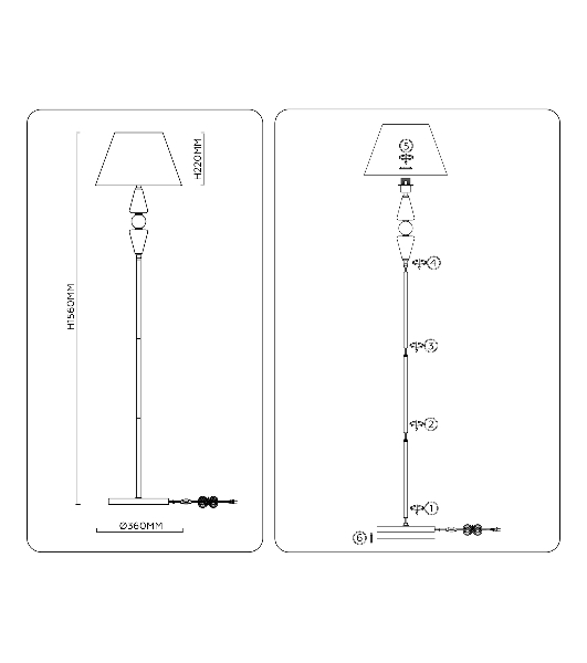 Светильник Ambrella light LH75265 SN/FR сатин никель/белый матовый E27 max 60W D360*1560