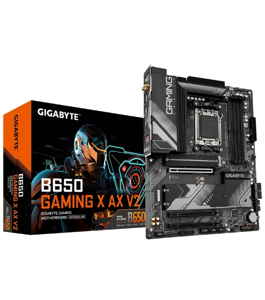 Материнская плата Gigabyte B650 GAMING X AX V2, AM5, AMD B650, 4xDDR5, 4xSATA, 3xM.2, 1xPCI-E 4.0 x16, 2xPCI-E 3.0 x1, 1xUSB-A 3.2 Gen 2, 3xUSB-A 3.2 Gen 1, 1xUSB-C 3.2 Gen 2, 1x 2.5Gb LAN, 3x3.5 мм, 7.1, ATX
