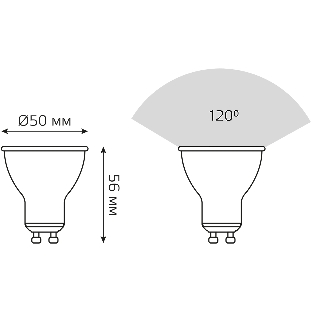 Лампа светодиодная Gauss 101506307 7Вт цок.: GU10 рефлек. 150B св. свеч. бел. хол. MR16 (упак.: 10 шт)