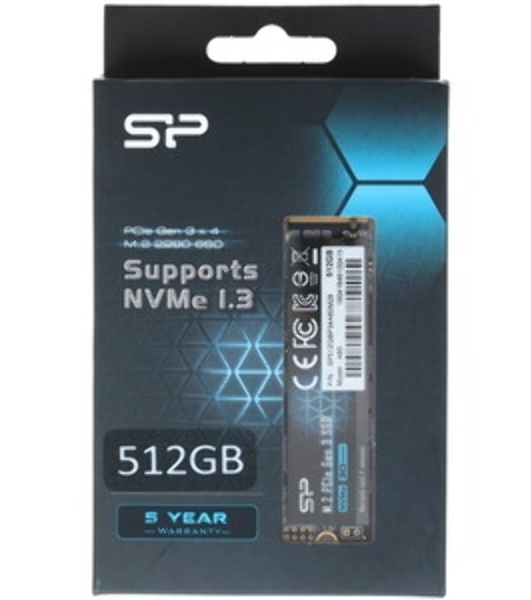 Накопитель SSD Silicon Power P34A60, 512Gb, M.2 2280, PCIe 3.0 x4, NVMe, R/W 2200/1600