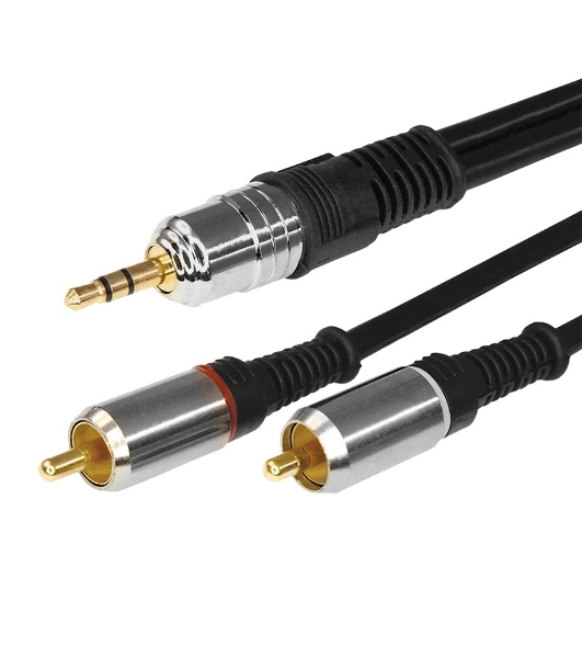 Шнур Rexant Стерео 3,5 мм - 2 RCA 3 м (GOLD-металл)