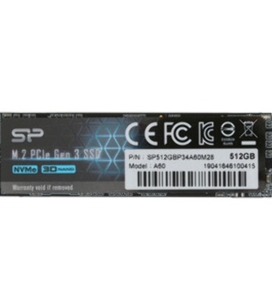 Накопитель SSD Silicon Power P34A60, 512Gb, M.2 2280, PCIe 3.0 x4, NVMe, R/W 2200/1600