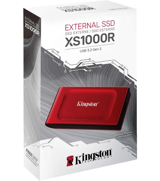 Внешний SSD Kingston XS1000, 1TB, USB 3.2 Gen 2 Type-C, R/W 1050/1000, красный