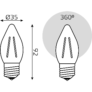 Лампа cветодиодная Filament Свеча 7W 550lm 2700К Е27 LED 1/10/50