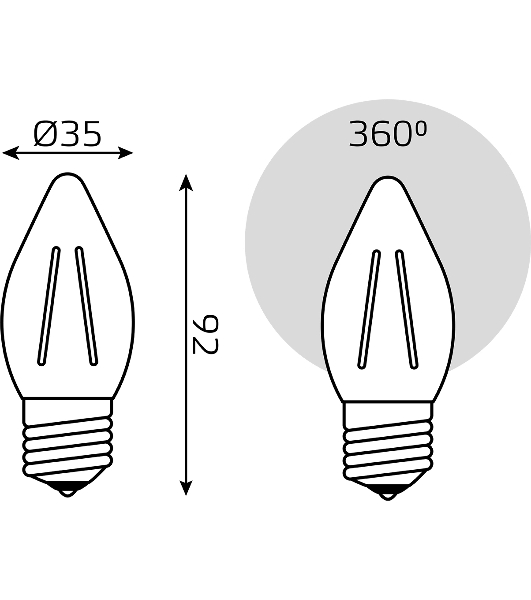 Лампа cветодиодная Filament Свеча 7W 550lm 2700К Е27 LED 1/10/50