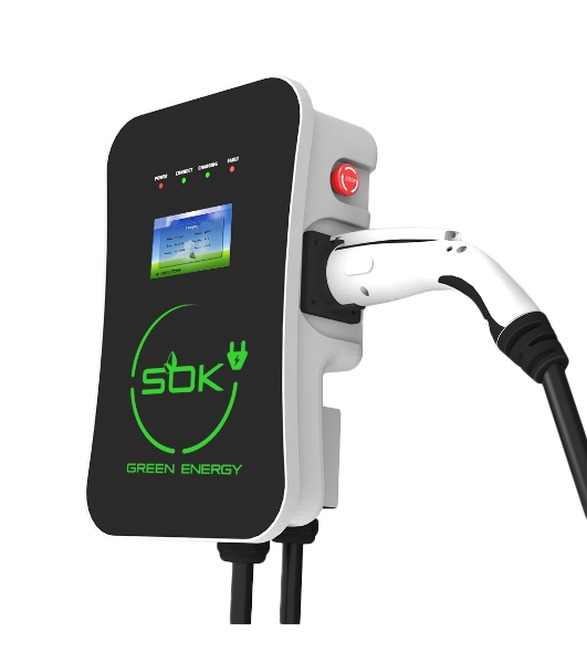 Зарядная станция S'OK Green Energy серии M3W Wallbox EV Charger SM3W10732542-7, 1-фаза, 7кВт (32А/220В), OCPP 1.6J, уровень защиты IP54, кабель 7.5м