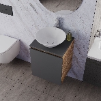 Тумба Bau Dream Blackwood 50 графит, раковина BAU Dream D43, смеситель для раковины высокий Hotel Still, нержавеющая сталь, выпуск клик клак, белый, фото 1