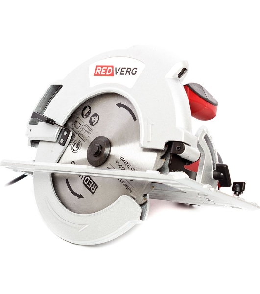 Дисковая пила RedVerg RD-CS220-85. 2200Вт; диск 235/30мм; 4700 об/мин; пропил: при 90'' - 85 мм, при 45'' - 62 мм; алюм подошва