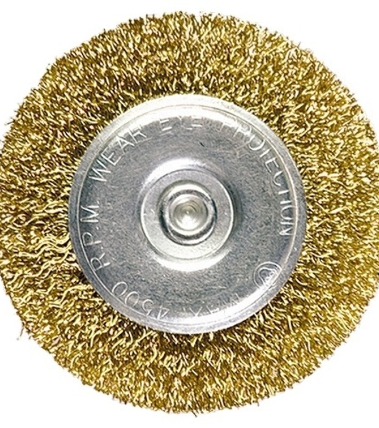 Щетка для дрели Matrix 50 мм, плоская со шпилькой, латунированная витая проволока