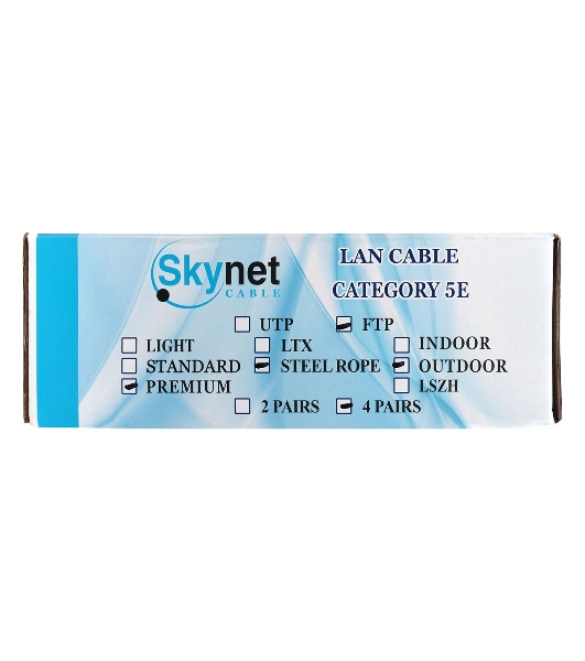 Кабель SkyNet Premium FTP outdoor 4x2x0,51 на тросу, медный, FLUKE TEST, кат.5e, однож., 100 м, box, черный