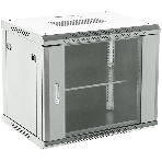 Настенный шкаф Rexant RAL 7035 19' 12U 600×600×635 (ШxГxВ), дверь стекло, металлическая задняя стенка, боковые съемные стенки, фото 1