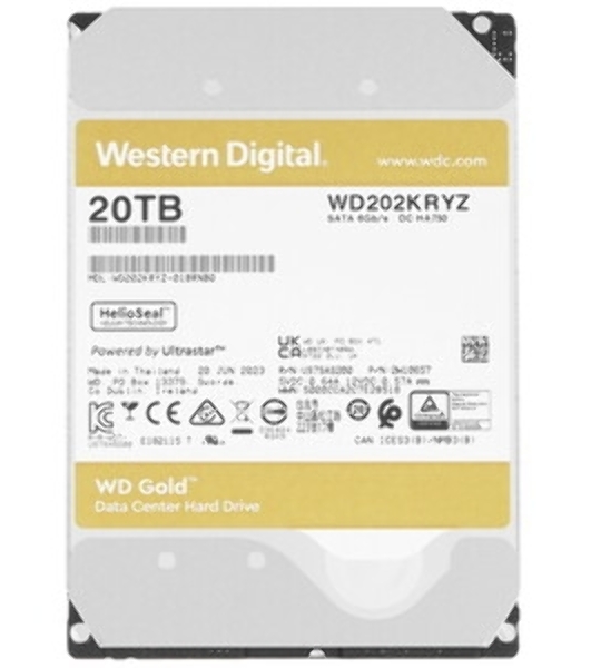 Жесткий диск Western Digital 3.5'; 20Tb WD202KRYZ Gold SATA3, Cache 291MB, 7200 rpm