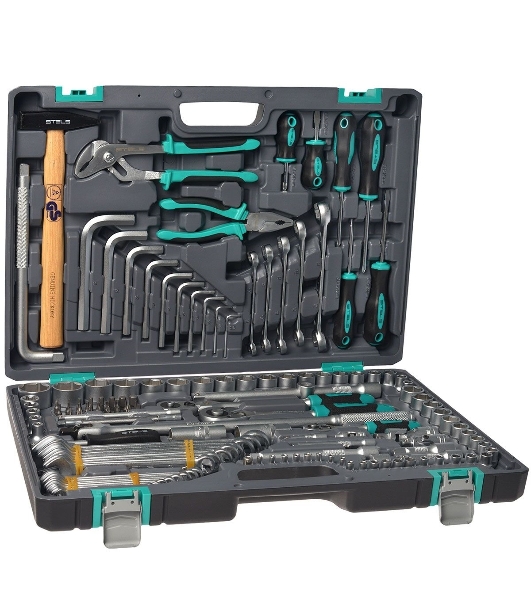 Набор инструментов Stels 141071/2'' 3/8'' 1/4'' CrV пластиковый кейс 142 предм.