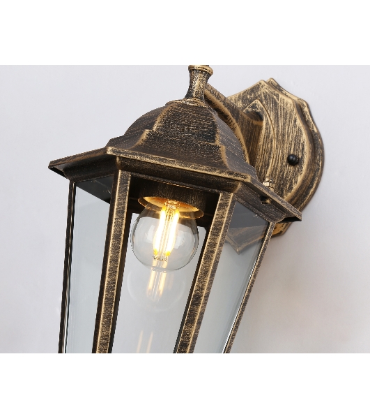 Уличный настенный светильник Ambrella light ST2019 GD/BK/CL золото/черный/прозрачный IP54 E27 max 40W 360*150*210