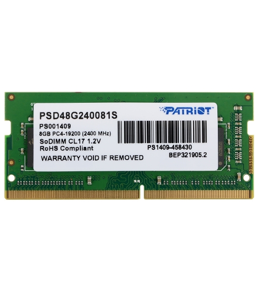 Оперативная память Patriot, DDR4, 8GB (1x8 GB), 2400 MHz, CL17, SO-DIMM