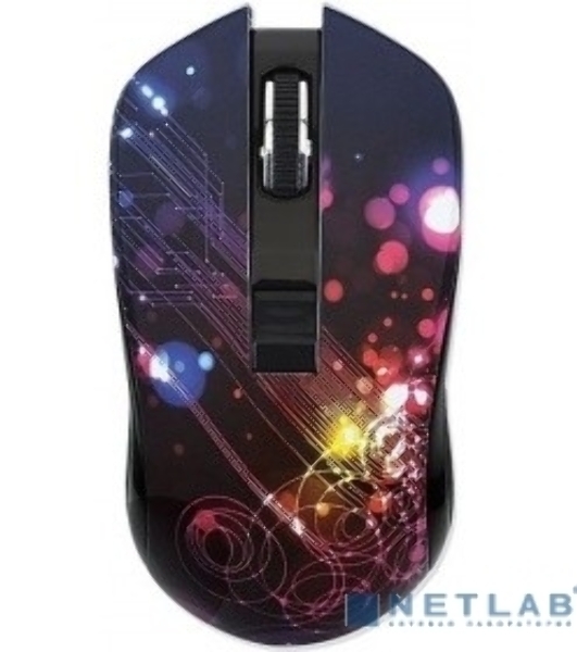 Мышь беспроводная Qumo Fractal M25 черный, 1600 dpi, радиоканал, USB, кнопки - 4