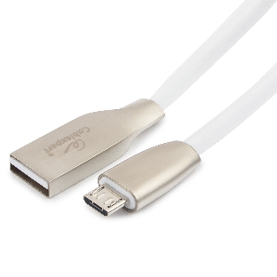 Кабель USB 2.0 Cablexpert CC-G-mUSB01W-1M, AM/microB, серия Gold, длина 1м, белый, блистер