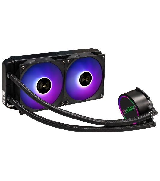 Система жидкостного охлаждения ExeGate BlackWater-240V2.PWM.RGb черный, 120 мм, алюминий, 2000 об/мин, 22 дБ, 4 pin, 220 Вт