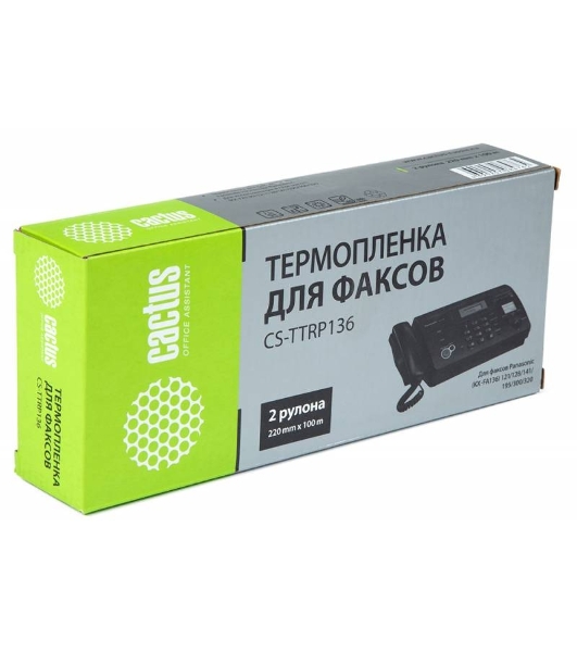 Термопленка Cactus CS-TTRP136 (2x100м) для факсов Panasonic (KXF-A136) FP10х/121/128/141/195/2хх/300