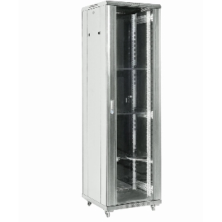 Напольный шкаф Rexant RAL 7035 19' 22U 600×600×1164 (ШxГxВ), дверь стекло, металлическая задняя дверь, боковые съемные стенки