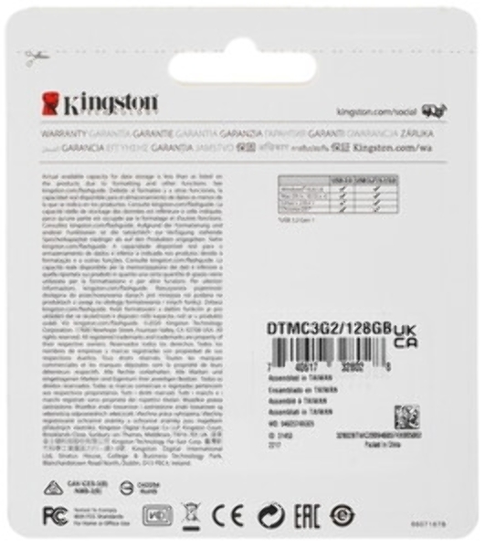 Флешка USB Kingston DataTraveler Micro (DTMC3G2/128Gb), 128Gb, USB 3.2 Gen 1, R/W 200/60, серебристый