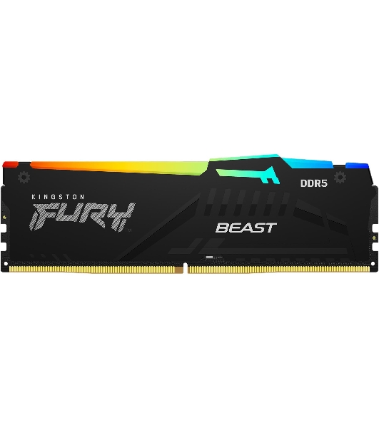 Оперативная память Kingston Fury Beast, DDR5, 8GB (1x8GB), 5600MHz, CL40, DIMM, с радиатором, RGB, черный