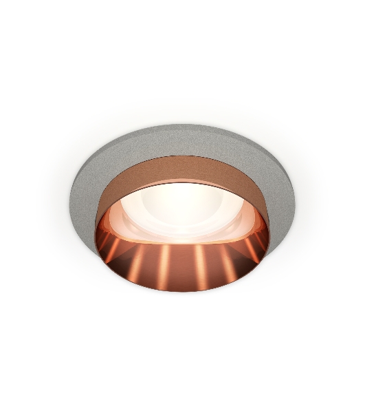Комплект встраиваемого светильника Ambrella light XC6514025 SGR/PPG серый песок/золото розовое полированное MR16 GU5.3 (C6514, N6135)