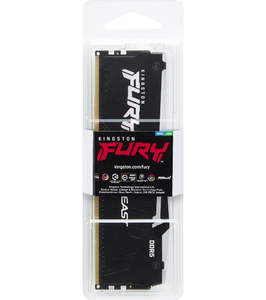 Оперативная память Kingston Fury Beast, DDR5, 8GB (1x8GB), 5600MHz, CL40, DIMM, с радиатором, RGB, черный