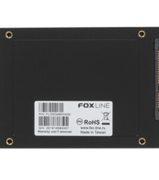 Накопитель SSD Foxline SSD X5ST, 480GB, 2.5' 7mm, SATA3, 3D TLC, R/W 500/450MB/s, IOPs 60 000/70 000, TBW 300, DWPD 1 (2 года)