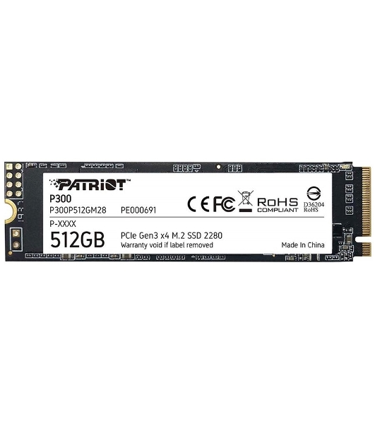 Накопитель SSD Patriot P300, 512Gb, PCIe 3.0 x4, M.2 2280, NVMe, R/W 1700/1200