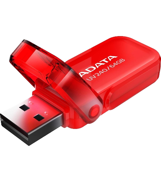 Флешка USB ADATA UV240 (AUV240-64G-RRD), 64Gb, USB 2.0, R/W 15/5, красный