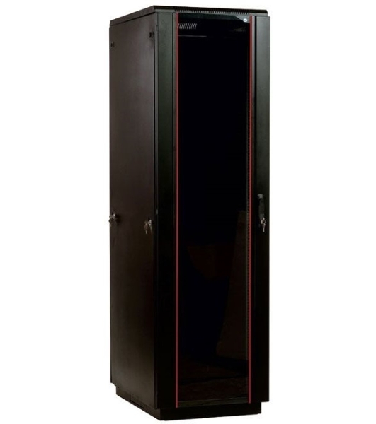 Шкаф телекоммуникационный напольный 42U (600x600) дверь стекло, черный (ШТК-М-42.6.6-1ААА-9005) (3 коробки)