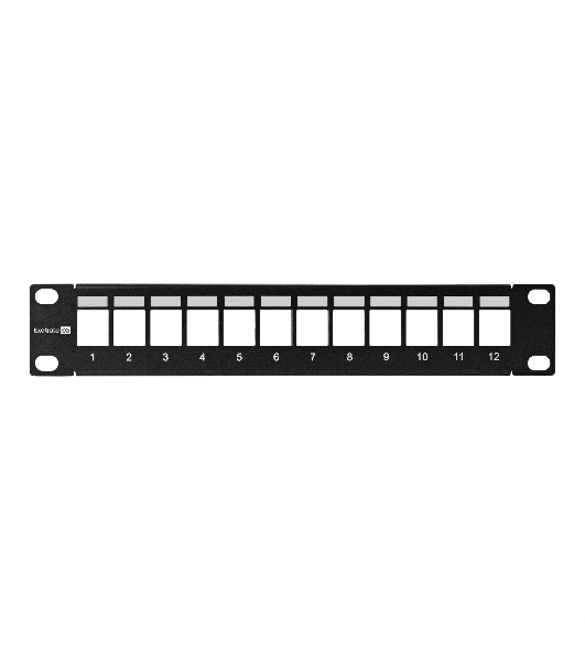 Патч-панель модульная ExeGate EPPB-10-12 (10', UTP, 12 port, наборная, неэкранированная, 1U, RoHS, Black, RTL)