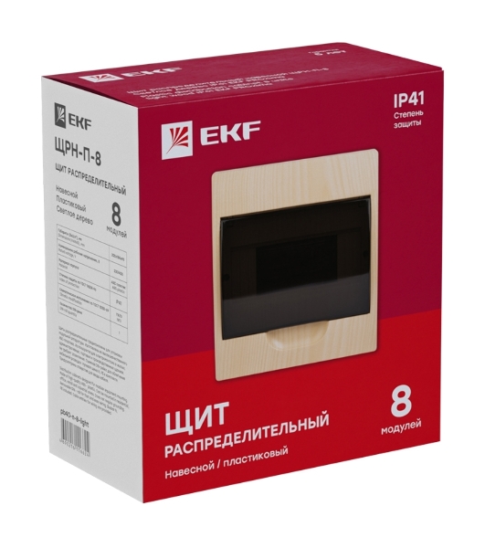 Щит ЩРН-П-8 IP41 светлое дерево PROxima EKF pb40-n-8-light