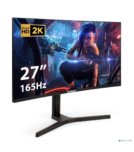 Монитор 27' ExeGate Combat EC2700TA VA 2560x1440, 165 Гц, 1 мс, 16:9, 300 кд/м², 1xHDMI, 1xDP, 2xUSB, 3.5 мм, изогнутый R1500, черный