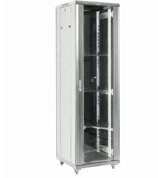 Напольный шкаф Rexant RAL 7035 19' 37U 600×600×1832 (ШxГxВ), дверь стекло, металлическая задняя дверь, боковые съемные стенки