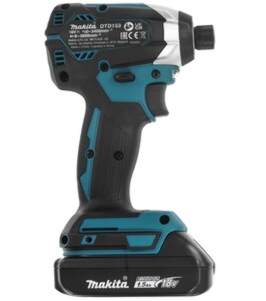 Дрель-шуруповерт Makita DTD153SY, 18 В, 1,5 Ач, 170 Нм, бесщеточный, ударный