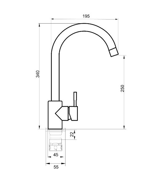 SUS124G-017F Смеситель для кухни, ø35