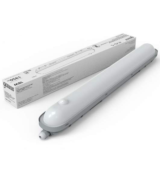 Светильник Gauss СПП-176 EVO 18W 1950lm 4000K 200-240V IP65 600x76x82мм ИК-сенс и соед в лин LED