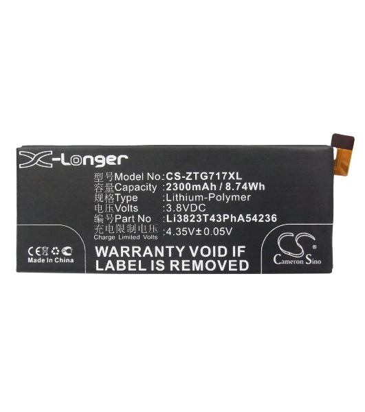 Аккумулятор CameronSino CS-ZTG717XL ZTE Li3824T43P6hA54236-H для ZTE Blade S6 G717C 3.8V, 2300mAh, 8.74Wh