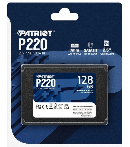 Накопитель SSD Patriot P220, 128Gb, SATA III, 2.5', R/W 550/480