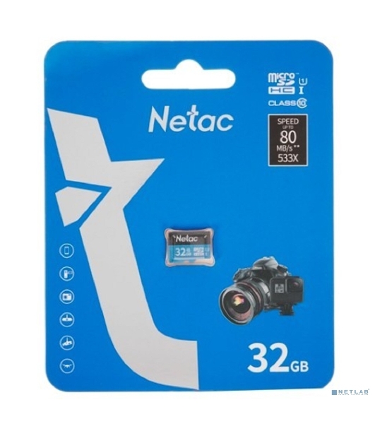 Флеш карта microSDHC 32Gb Netac P500 NT02P500STN-032G-S (без SD адаптера) 80Mb/s