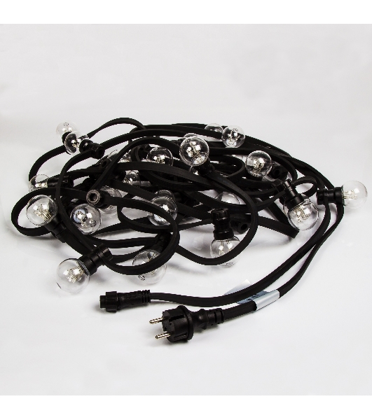 Гирлянда Neon-night LED Galaxy Bulb String 10м, черный каучук, 30 лампx6 LED теплый белый, влагостойкая IP65